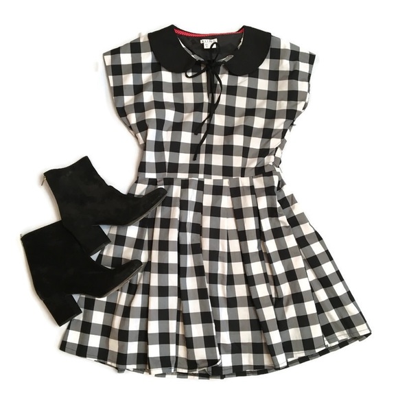 Kling Black and White Checked Dress Size 3 - Picture 4 of 8